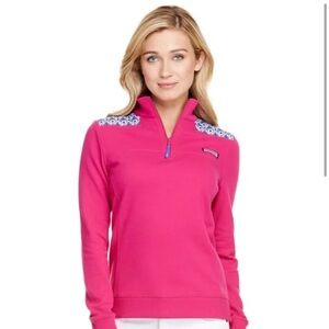 Vineyard Vines Bright Pink Quarter-Zip Pullover